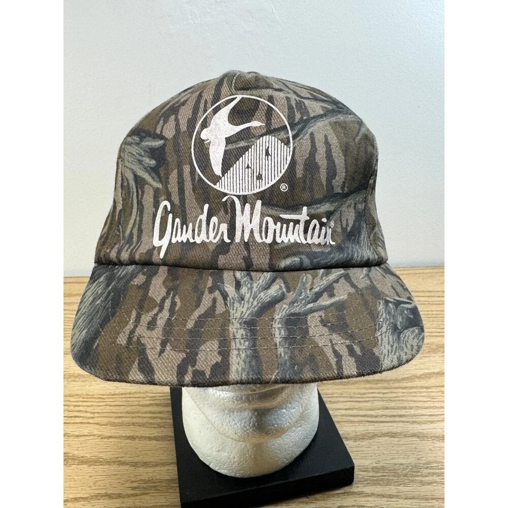 Vintage Gander Mountain Cap Mossy Oak‎ Camouflage Camo Adjustable Snapback Hat